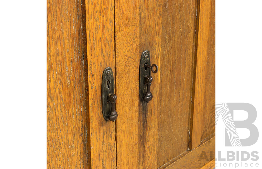 Elevated Oak Two Door Cabinet with Two Drawers