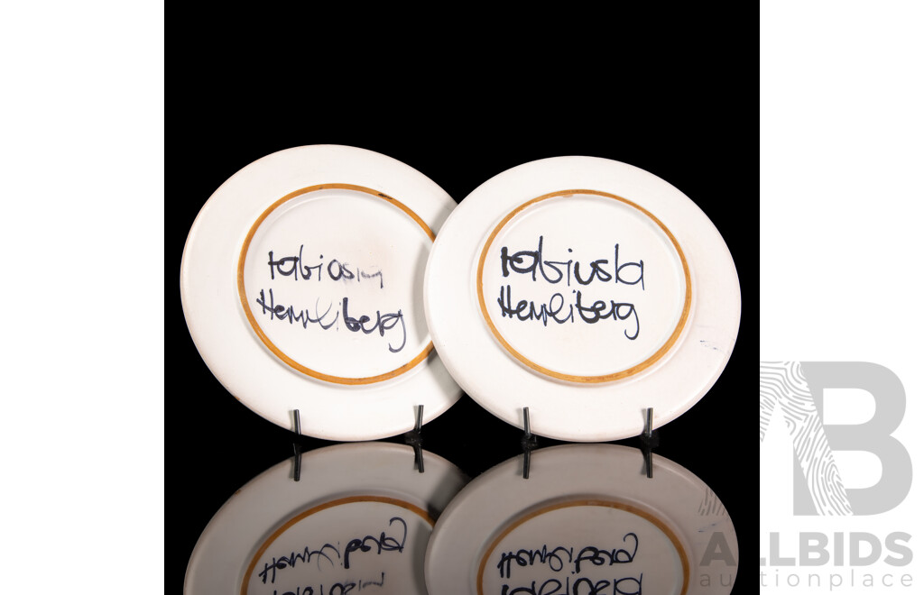 Two Mid Century Swiss Rabiusla Herrliberg Ceramic Platters by Ursula Schneider