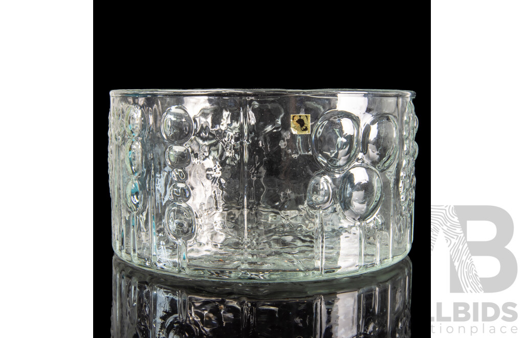 Mid Century Iitala Ultima Thule Serving Bowl Aong with Three Bowls by Oiva Toikka for Nuutajarvi in Flora Pattern