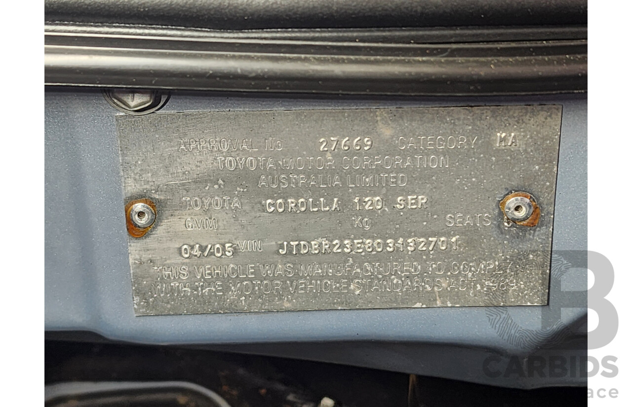 4/2005 Toyota Corolla Ascent Sport ZZE122R 4d Sedan Blue 1.8L