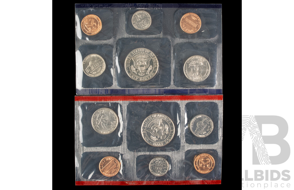 Four USA UNC Mint Sets, Years 1987, 1991, 1998, 1997