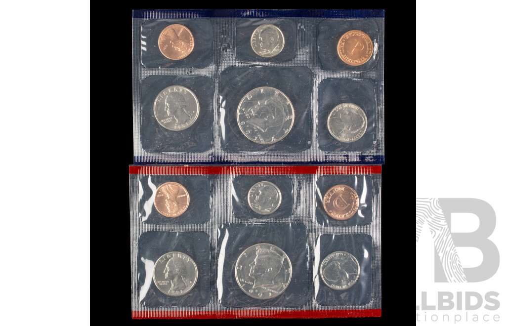 Four USA UNC Mint Sets, Years 1987, 1991, 1998, 1997