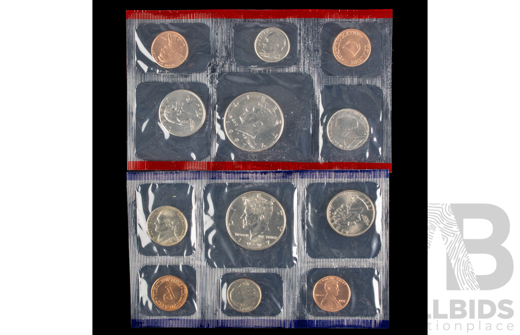 Four USA UNC Mint Sets, Years 1987, 1991, 1998, 1997