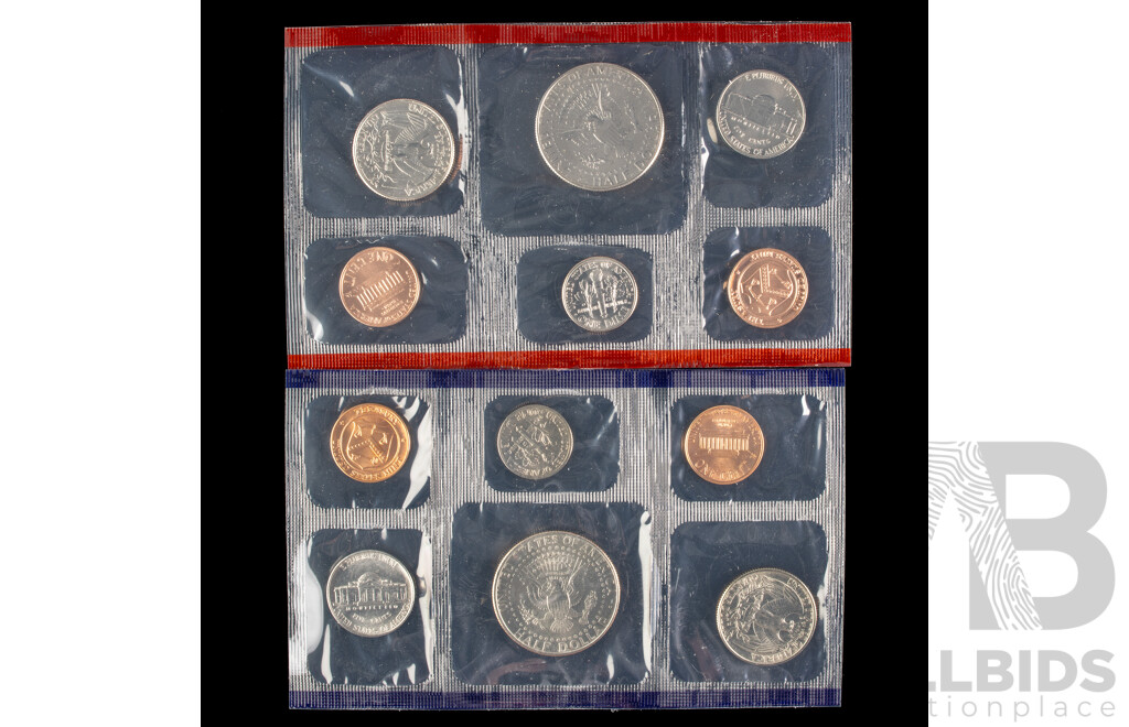 Four USA UNC Mint Sets, Years 1987, 1991, 1998, 1997