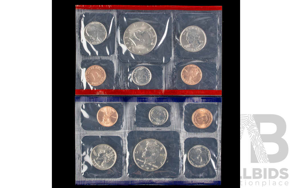 Four USA UNC Mint Sets, Years 1987, 1991, 1998, 1997