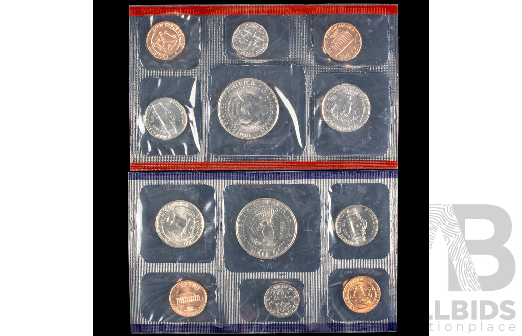 Four USA UNC Mint Sets, Years 1987, 1991, 1998, 1997