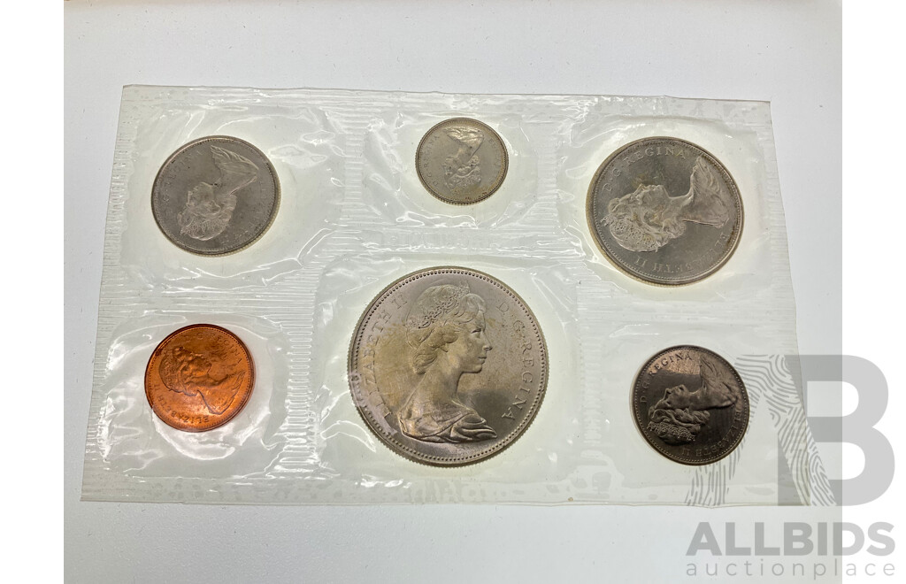 Canada 1967 Six Brilliant UNC Coin Set, Four Silver, Canadian Centennial .800