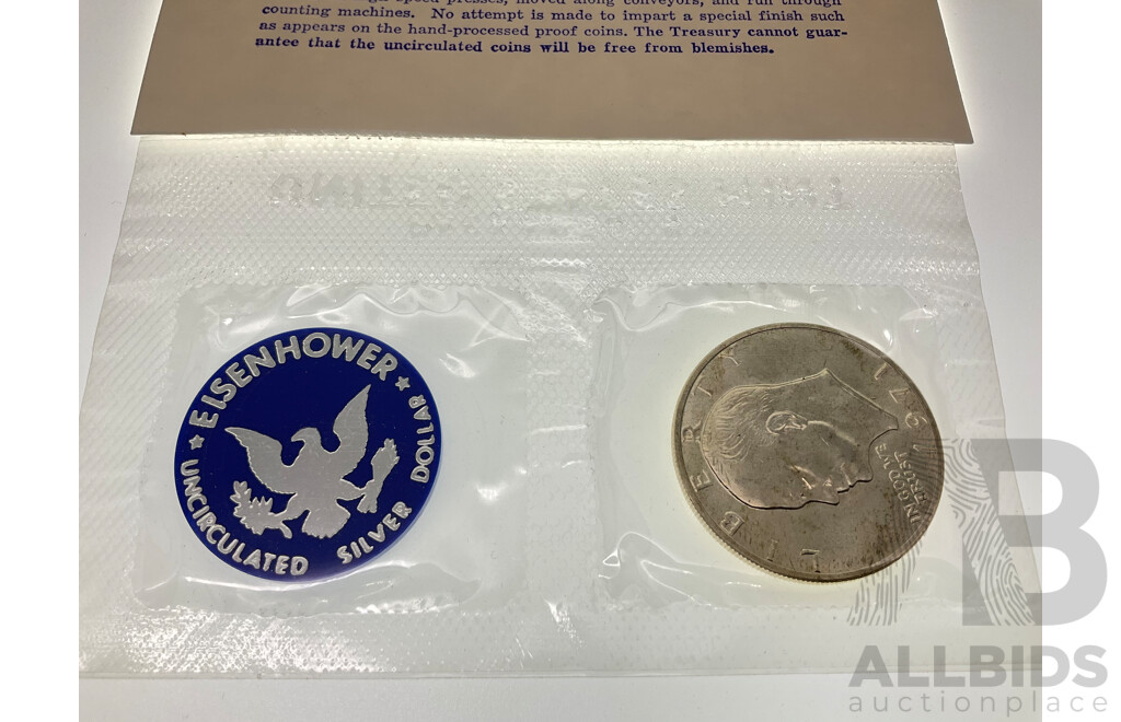 USA 1971 UNC Silver Eisenhower Dollar, San Francisco Mint .400