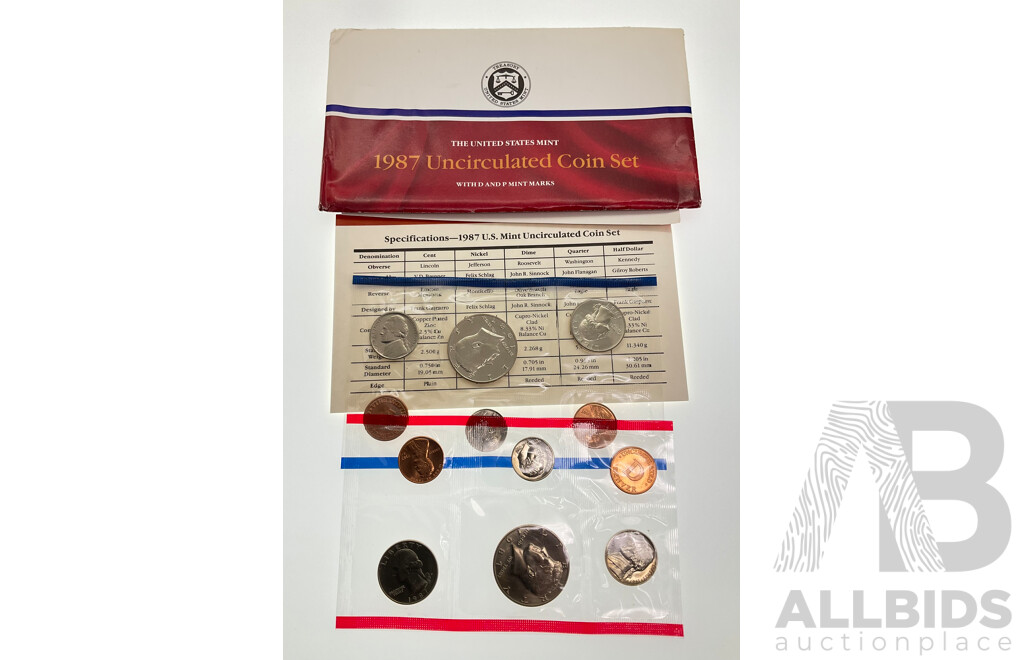 USA 1987 UNC Coin Sets, Denver and Philadelphia Mints