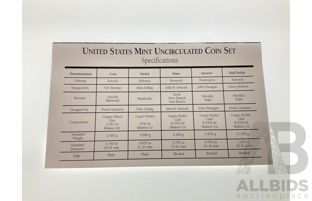 USA 1997 UNC Coin Sets, Denver and Philadelphia Mints