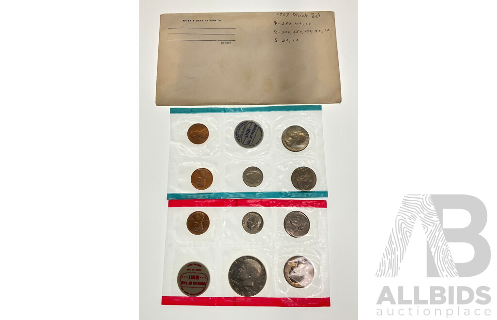 USA 1969 UNC Coin Set, Denver, San Fransisco and Philadelphia Mints