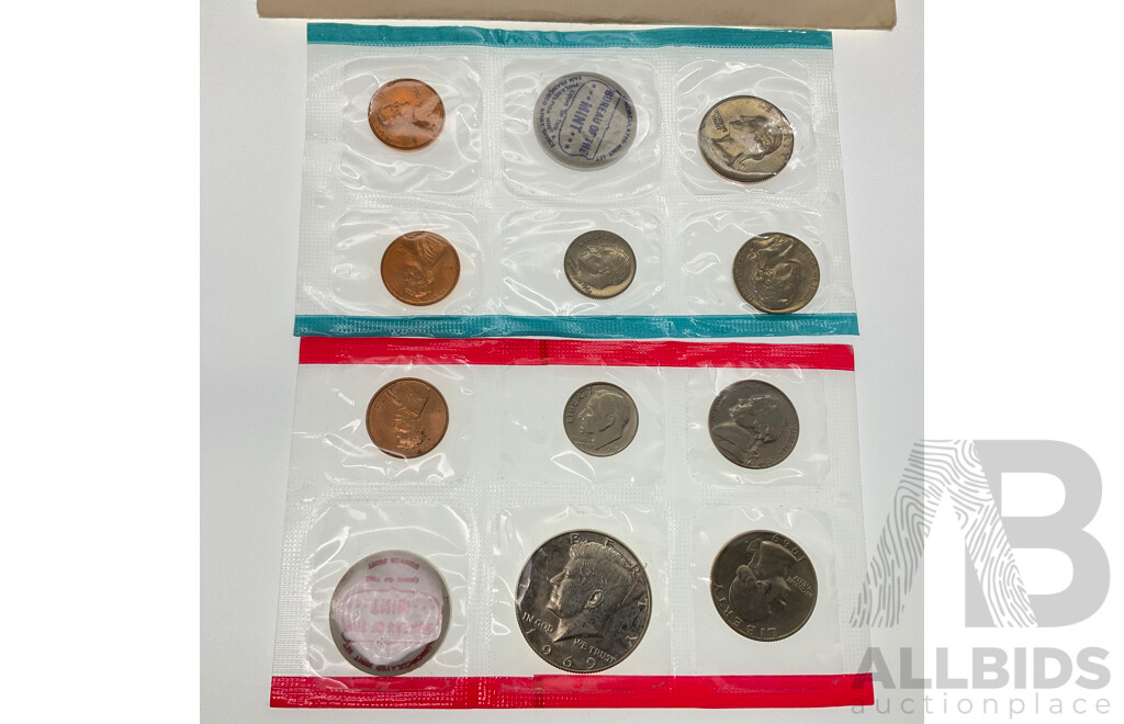 USA 1969 UNC Coin Set, Denver, San Fransisco and Philadelphia Mints