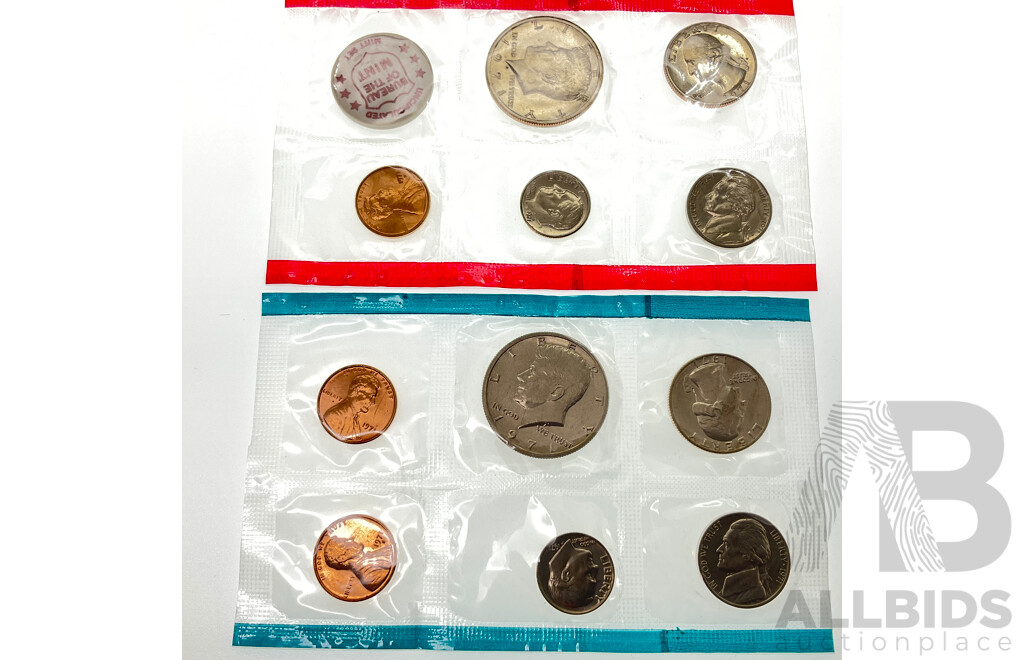 USA 1971 UNC Coin Sets, Denver, San Fransisco and Philadelphia Mints