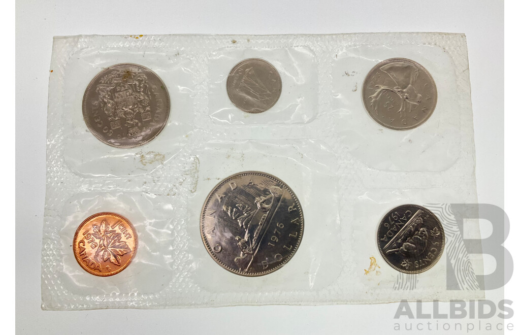 Canadian 1976 Six UNC Coin Set