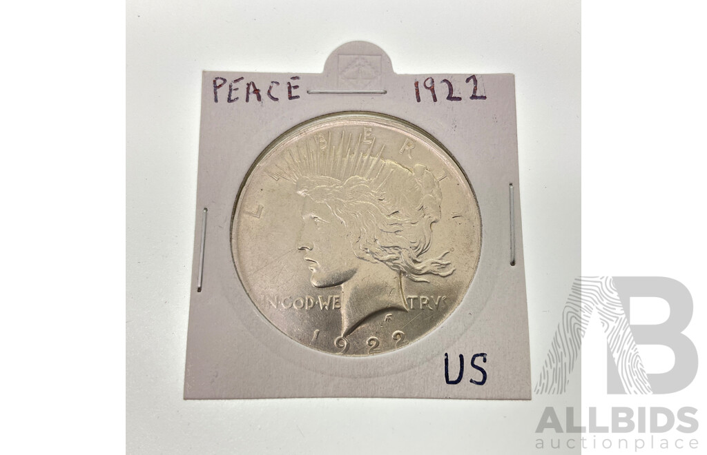 USA 1922 Silver Peace Dollar, Philidelphia Mint .900