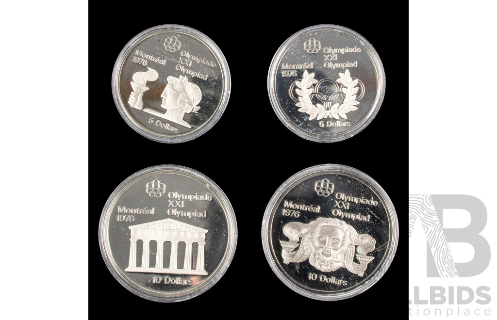 Canada 1976 Four Silver Proof Coin Set, Montreal Olympic Games .925