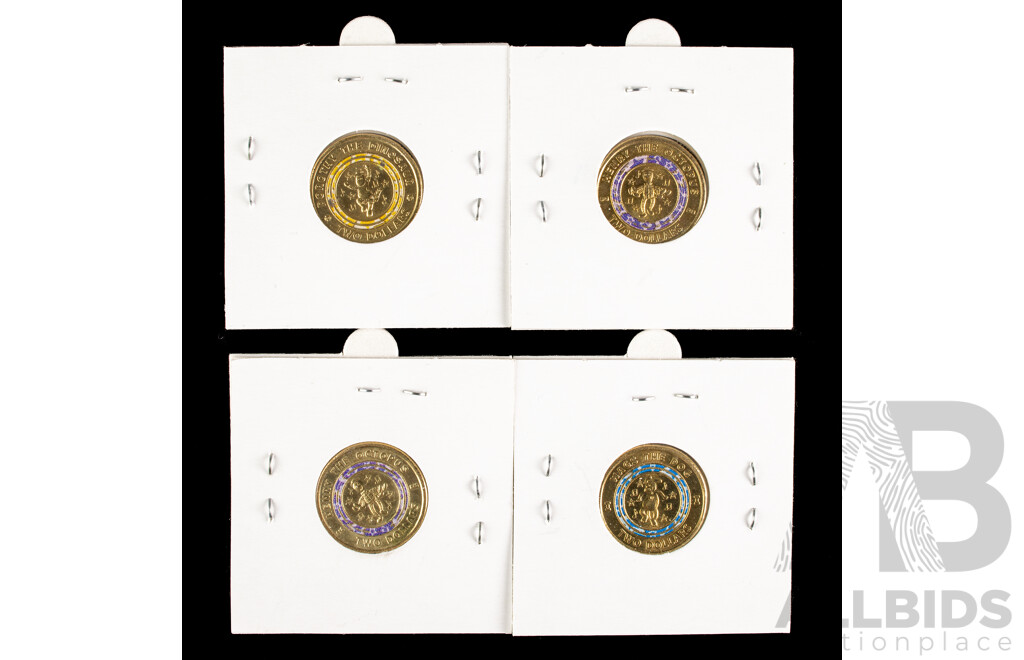 Australian 2021 Commemorative Two Dollar Wiggles Coins, Henry the Octopus(2), Wags the Dog, Dorothy