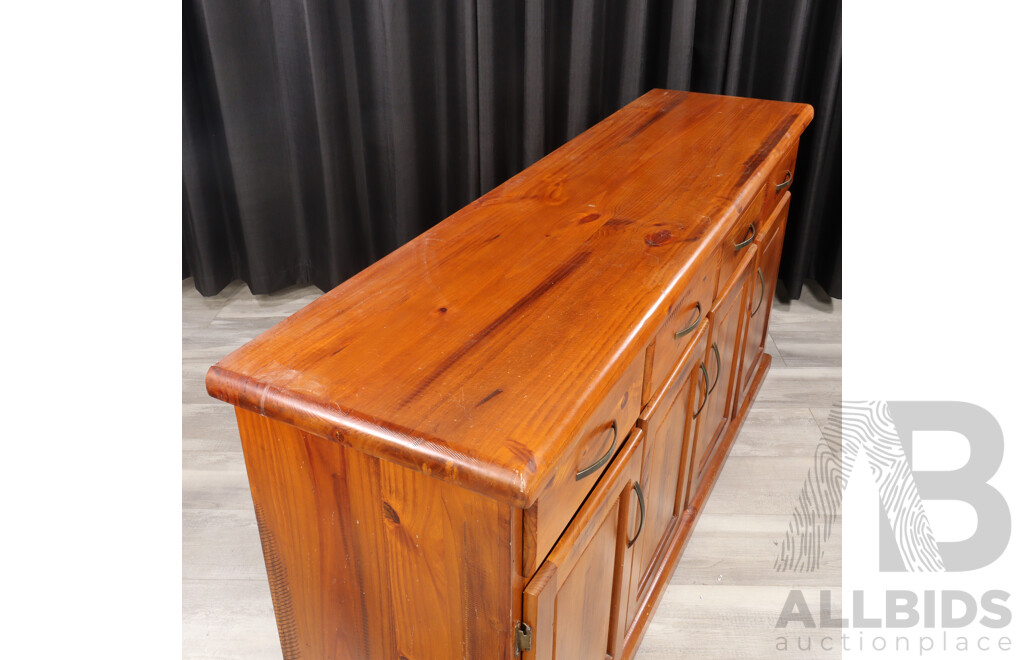 Modern Pine Four Door Sideboard