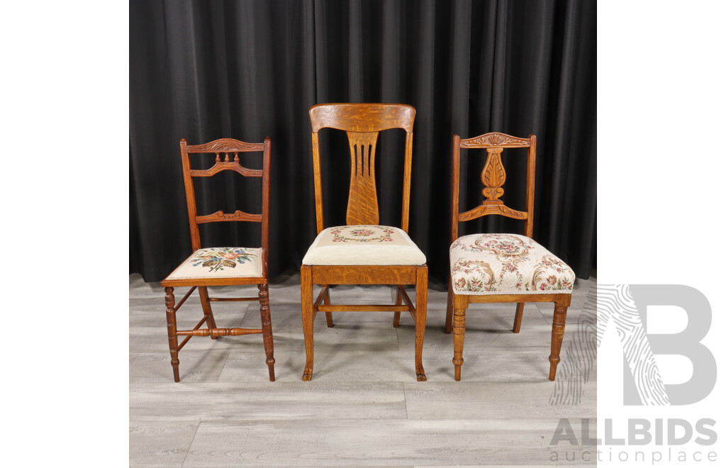 Set of Three Various Late Edwardian Dining Chairs