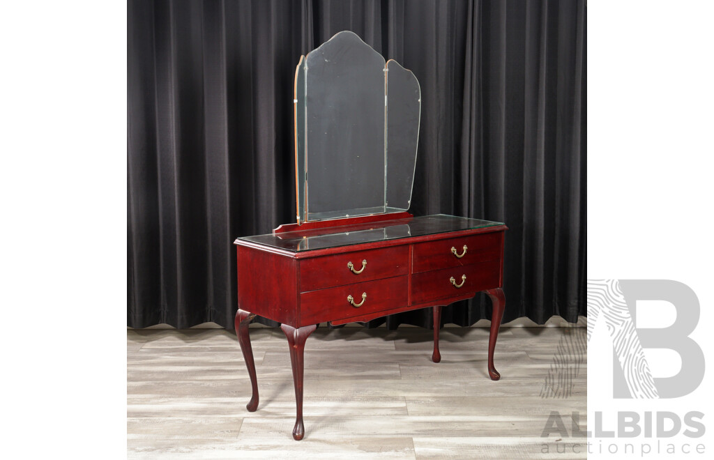 Queen Anne Style Mirrored Back Dressing Table