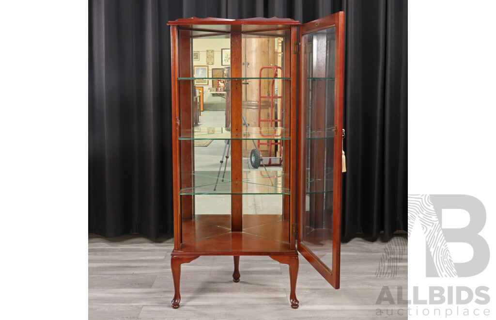 Queen Anne Style Glass Front Corner Cabinet