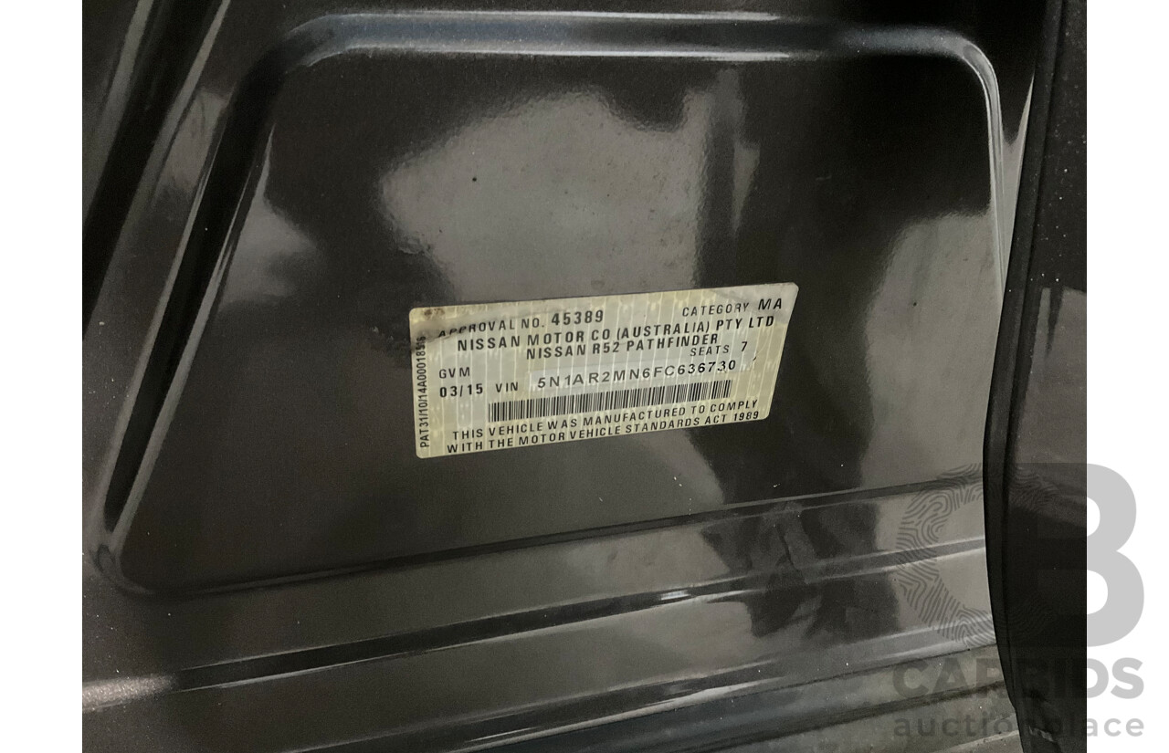 3/2015 Nissan Pathfinder ST (4x2) R52 4d Wagon Mountain Stone Metallic V6 3.5L