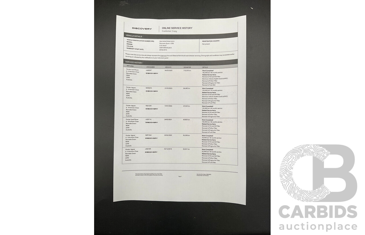 06/2016 Land Rover Discovery Sport TD4 HSE (AWD) LC MY16.5 4d Wagon Santorini Black Metallic Turbo Diesel 2.2L