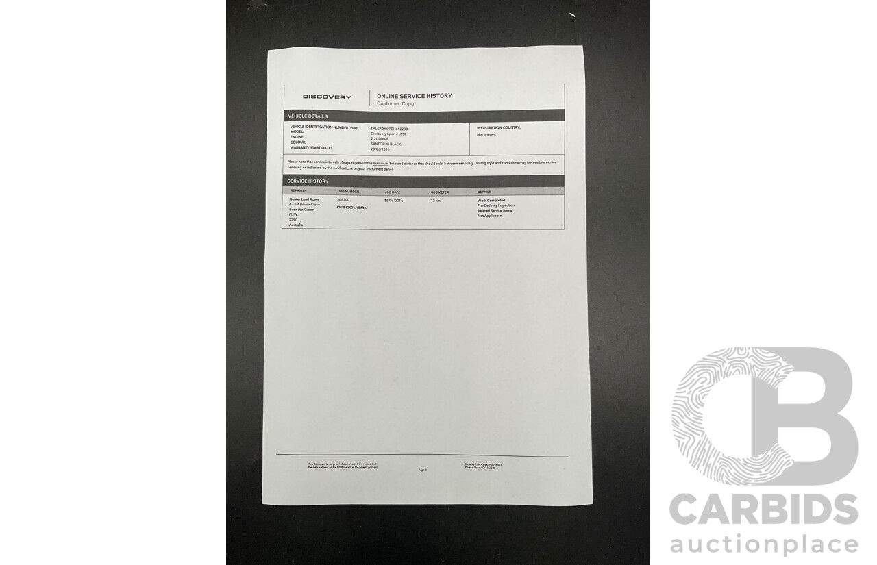 06/2016 Land Rover Discovery Sport TD4 HSE (AWD) LC MY16.5 4d Wagon Santorini Black Metallic Turbo Diesel 2.2L