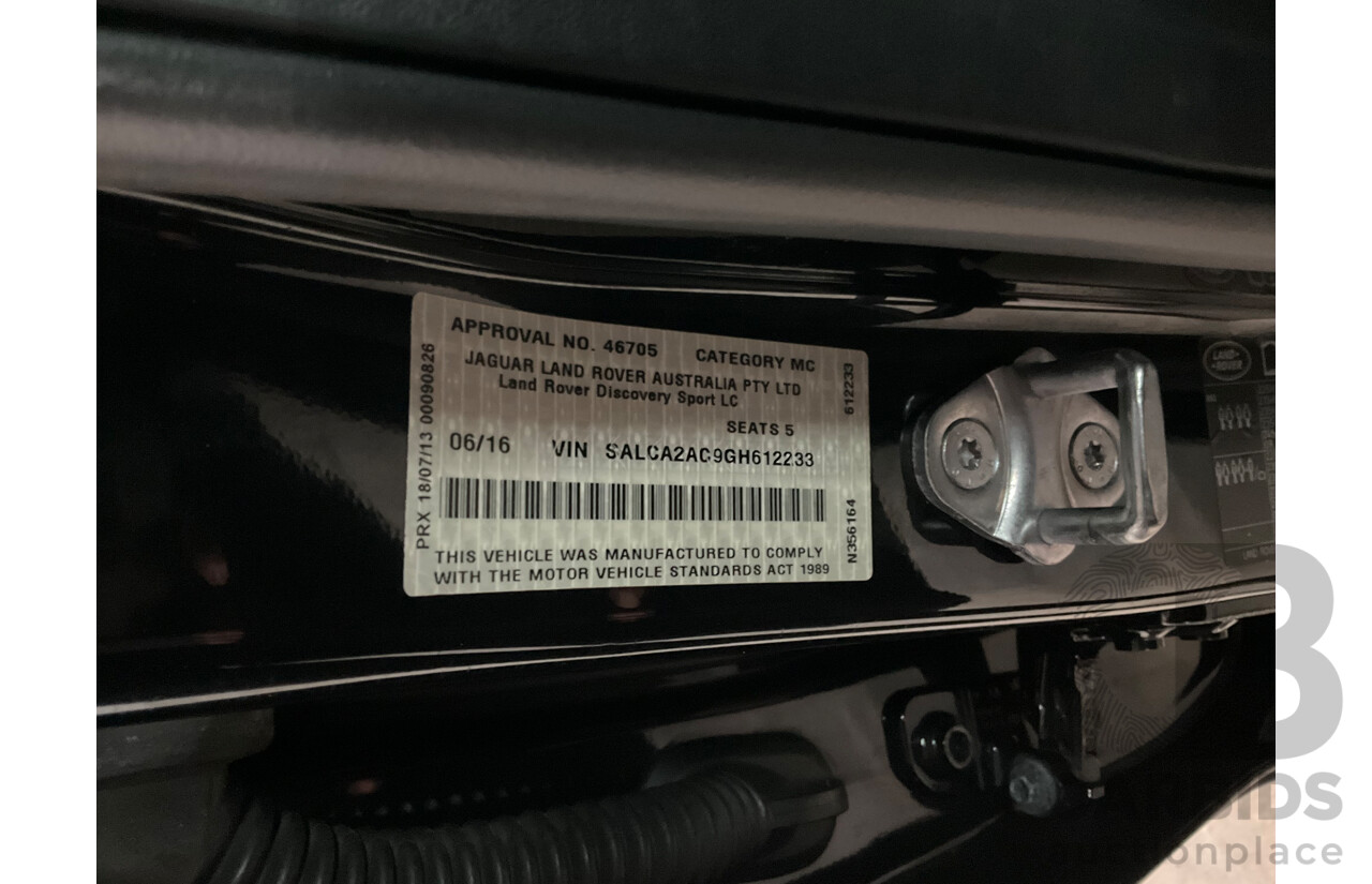 06/2016 Land Rover Discovery Sport TD4 HSE (AWD) LC MY16.5 4d Wagon Santorini Black Metallic Turbo Diesel 2.2L