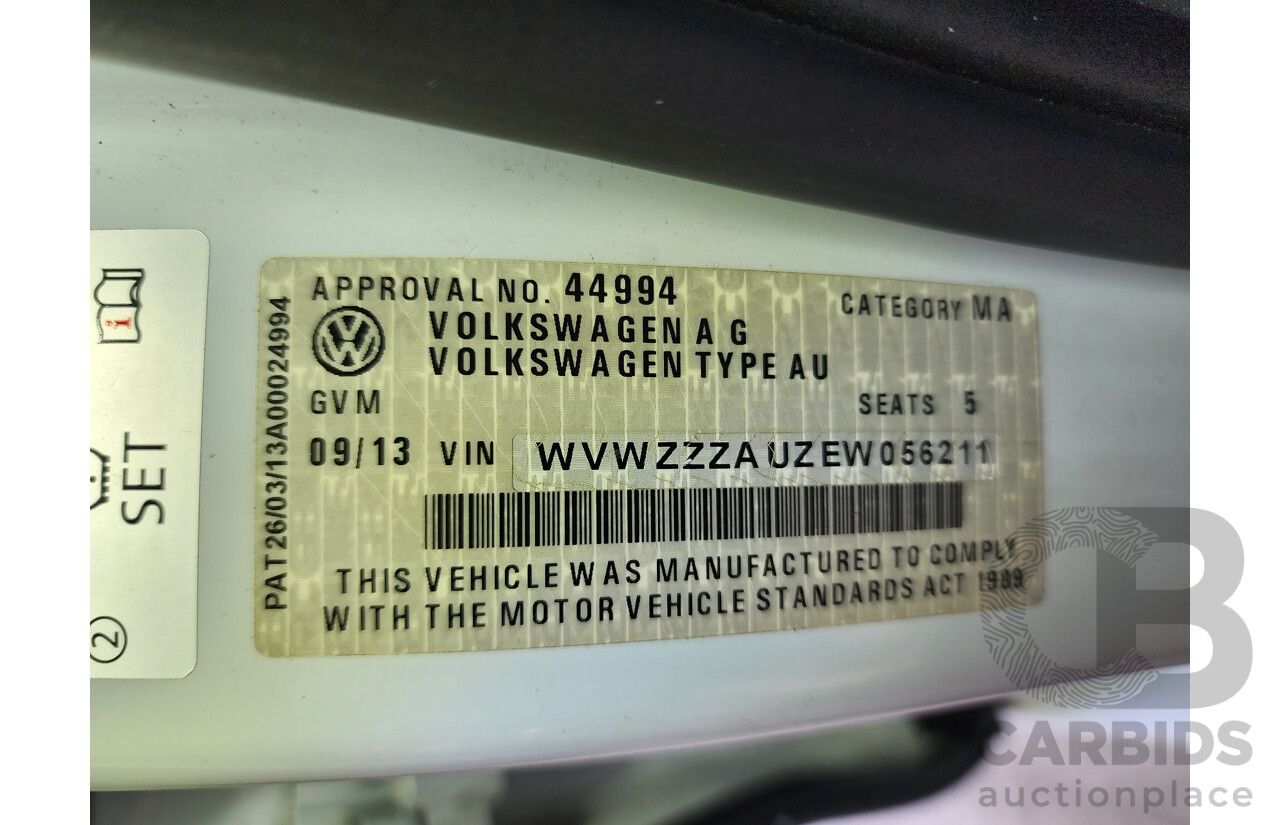 9/2013 Volkswagen Golf 90 TSI Comfortline AU 5d Hatchback White 1.4L
