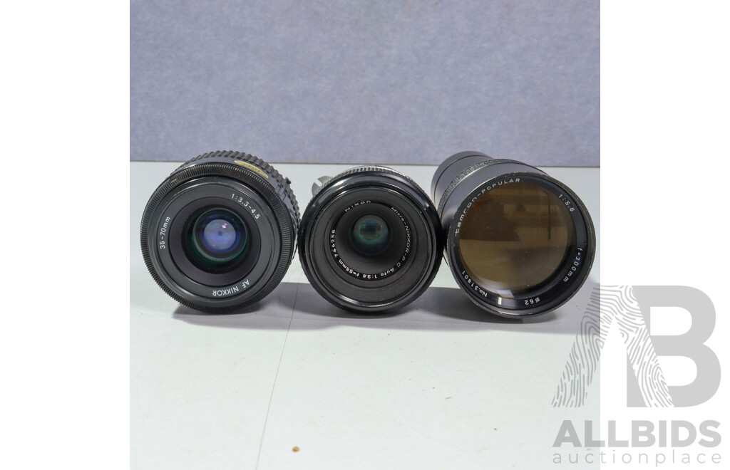 Nikon F80 & Nikon F100 Cameras in Soft Case with Nikkor 70-300mm & 70-210mm Lenses and More