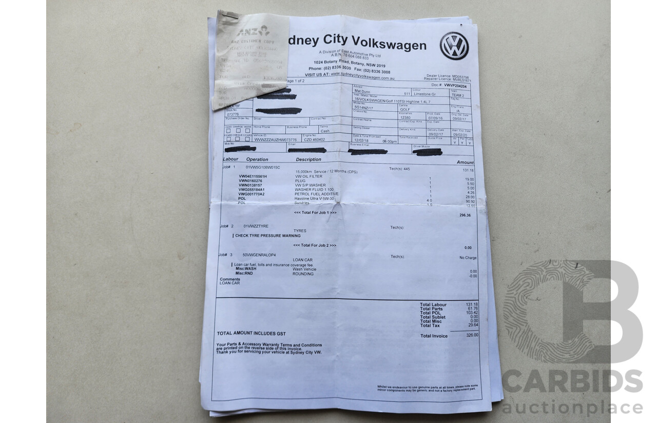 11/2016 Volkswagen Golf 110 TSI Highline AU MY17 5d Hatchback Grey 1.4L