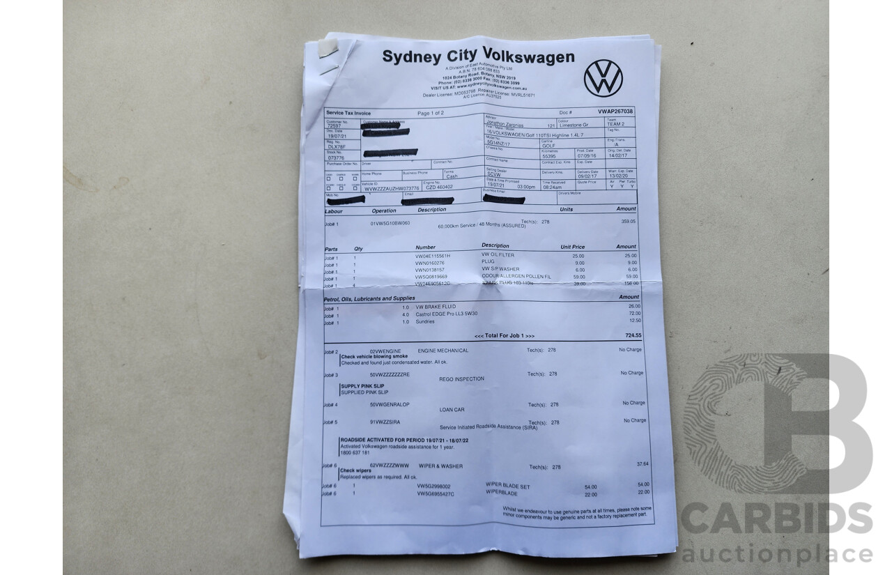 11/2016 Volkswagen Golf 110 TSI Highline AU MY17 5d Hatchback Grey 1.4L
