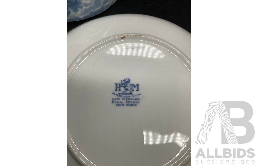 DELFT HOLLAND Dutch Boy and Girl Decanters, Erven Lucas Bols Liquor Decanter and Tulip Shaped Mug and Teacup and Saucer by H&M Sutherland - Lot of 5