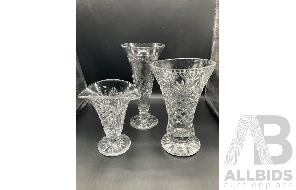 West Germany Jug (390/40), English Chamber Pot, Assorted Crystal Vases, Large Framed Printed Picture and More - Lot of 8