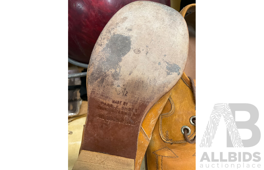 Vintage Bowling AMF Strikeline Ball with Carry Bat, Shoes, Certificates and Pins