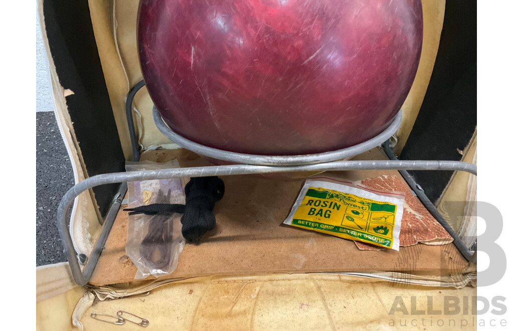 Vintage Bowling AMF Strikeline Ball with Carry Bat, Shoes, Certificates and Pins