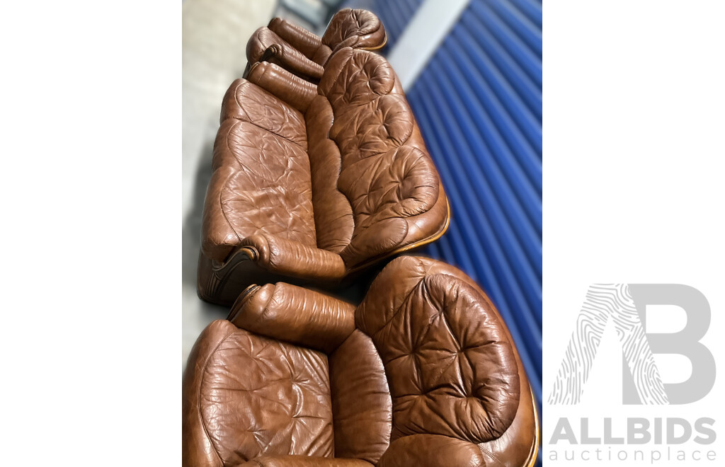 Sofa Suit in Tan Leather 2+1+1
