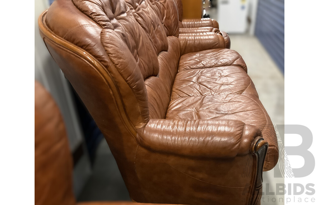 Sofa Suit in Tan Leather 2+1+1