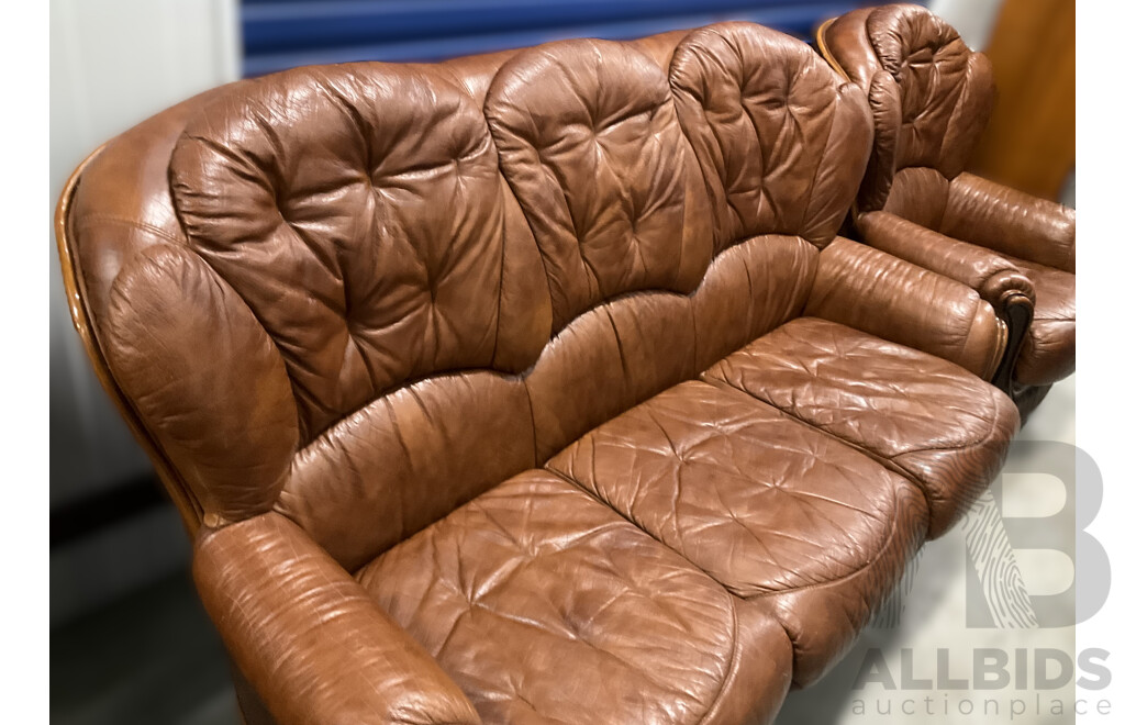 Sofa Suit in Tan Leather 2+1+1