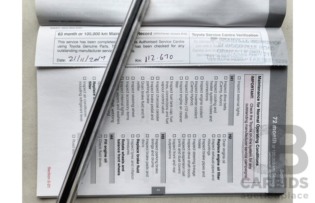 1/2015 Toyota Camry Hybrid H AVV50R 4d Sedan White 2.5L