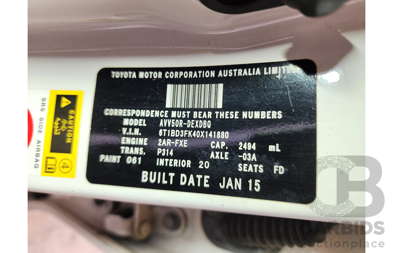 1/2015 Toyota Camry Hybrid H AVV50R 4d Sedan White 2.5L