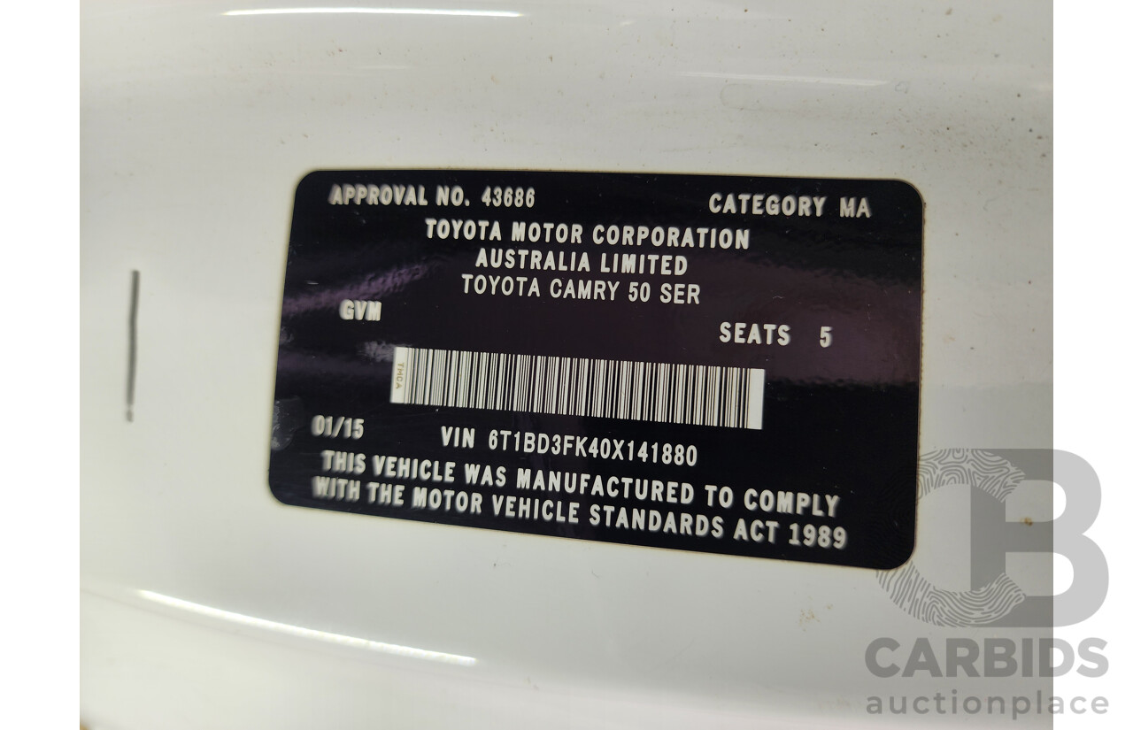 1/2015 Toyota Camry Hybrid H AVV50R 4d Sedan White 2.5L