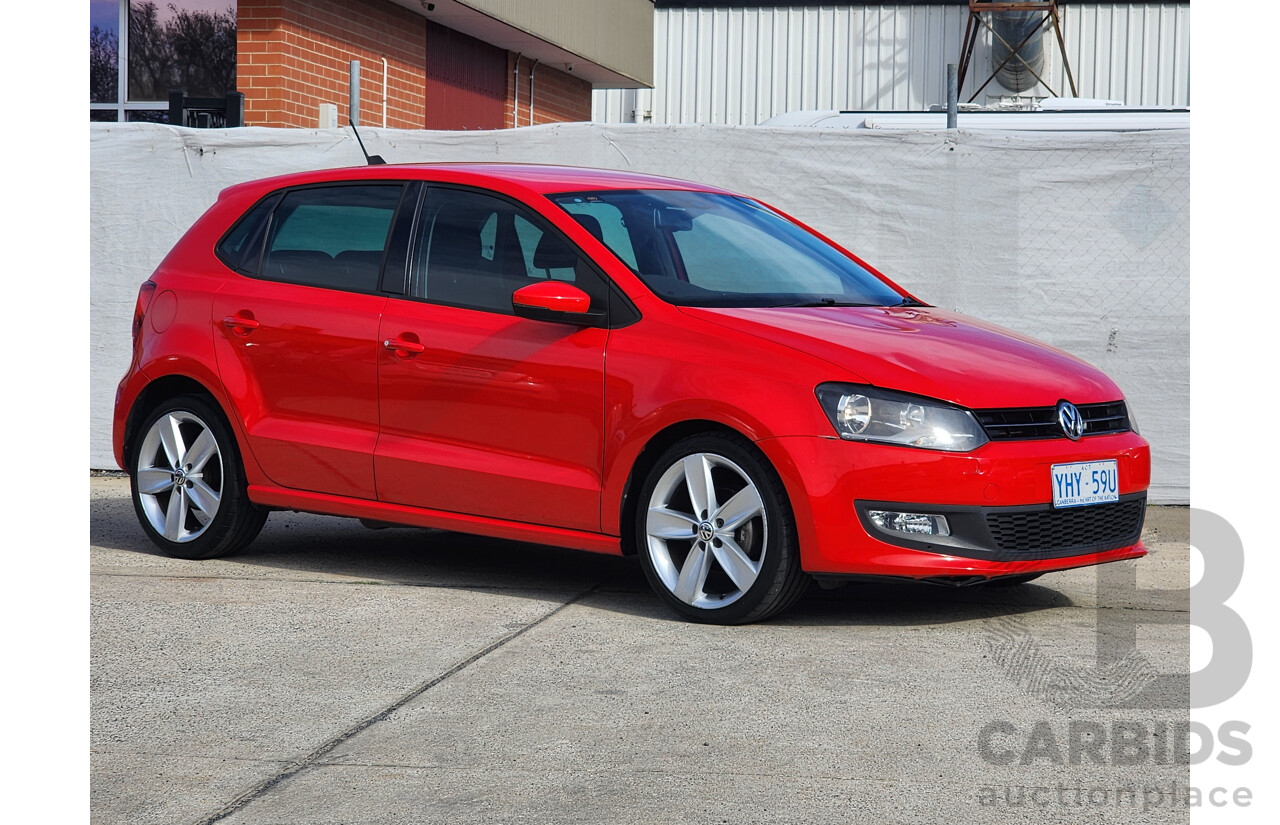 8/2012 Volkswagen Polo 77 TSI Comfortline 6R MY12 5d Hatchback Red 1.2L