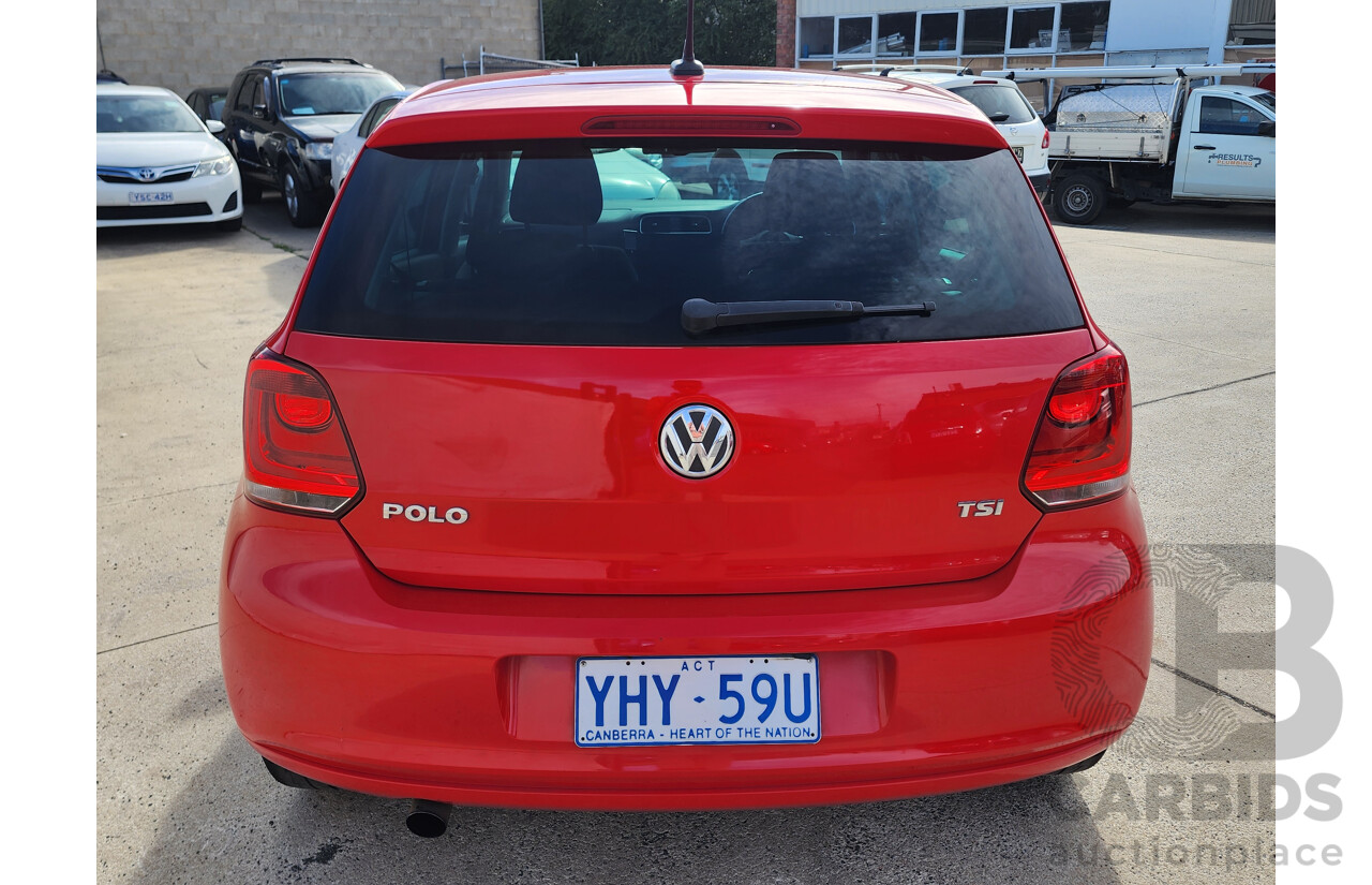 8/2012 Volkswagen Polo 77 TSI Comfortline 6R MY12 5d Hatchback Red 1.2L