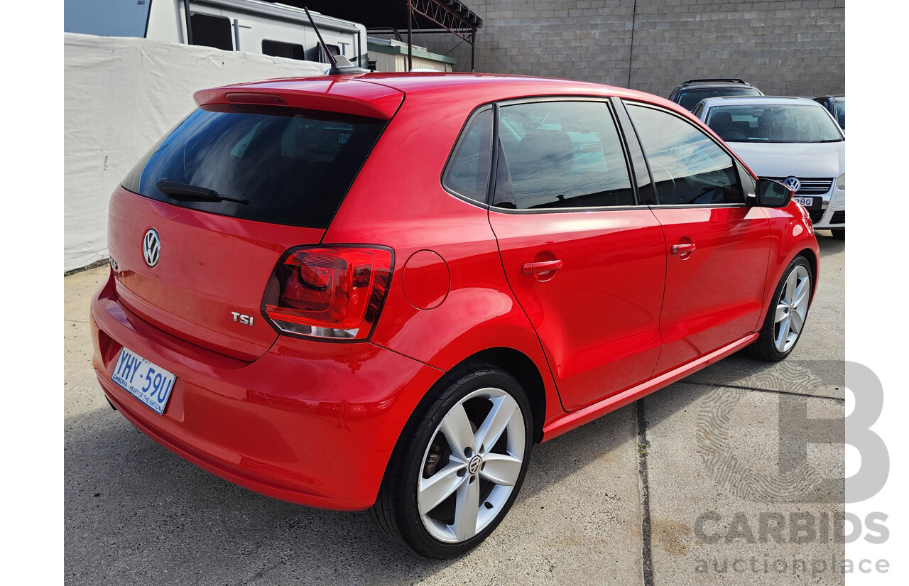 8/2012 Volkswagen Polo 77 TSI Comfortline 6R MY12 5d Hatchback Red 1.2L