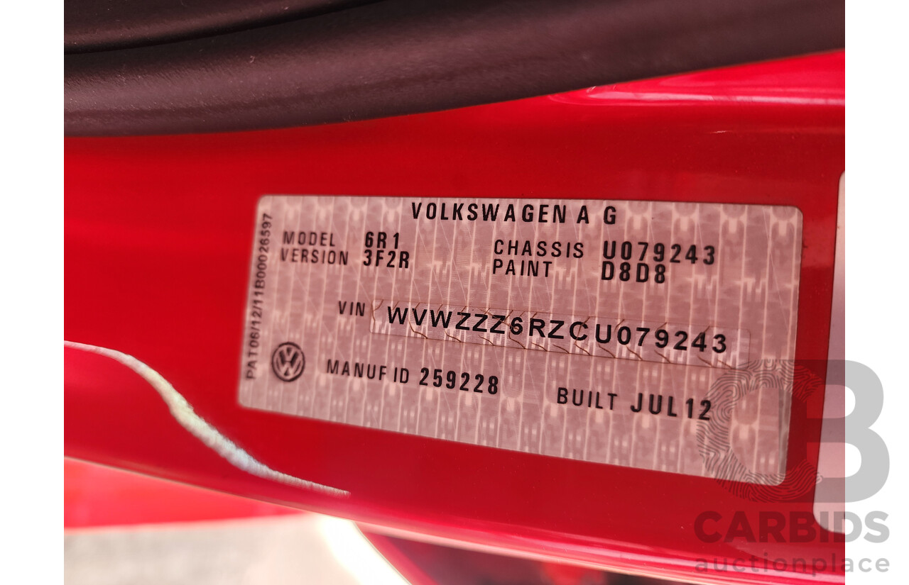 8/2012 Volkswagen Polo 77 TSI Comfortline 6R MY12 5d Hatchback Red 1.2L