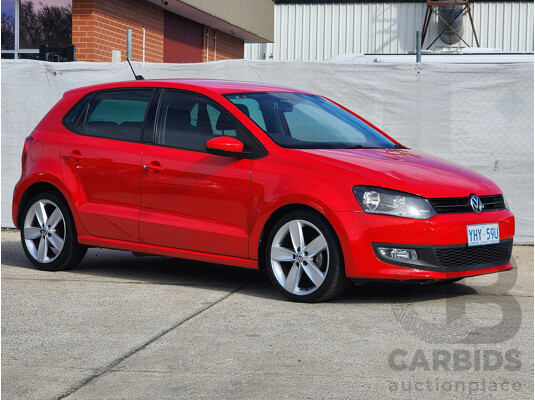 8/2012 Volkswagen Polo 77 TSI Comfortline 6R MY12 5d Hatchback Red 1.2L