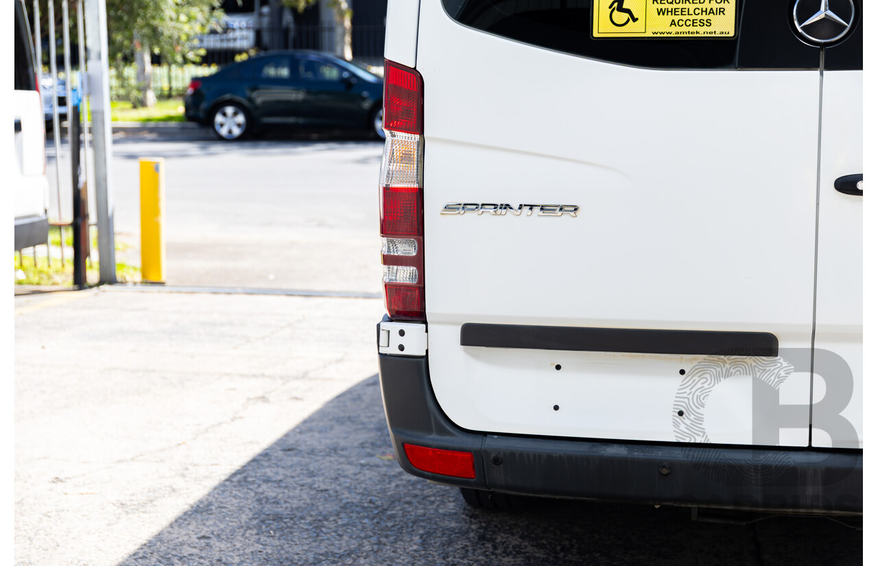 10/2014 Mercedes-Benz Sprinter 316CDI Extra Long High Roof (RWD) 906 MY14 3d Van Arctic White Turbo Diesel 2.1L - 7 Seater Custom Wheelchair Lift