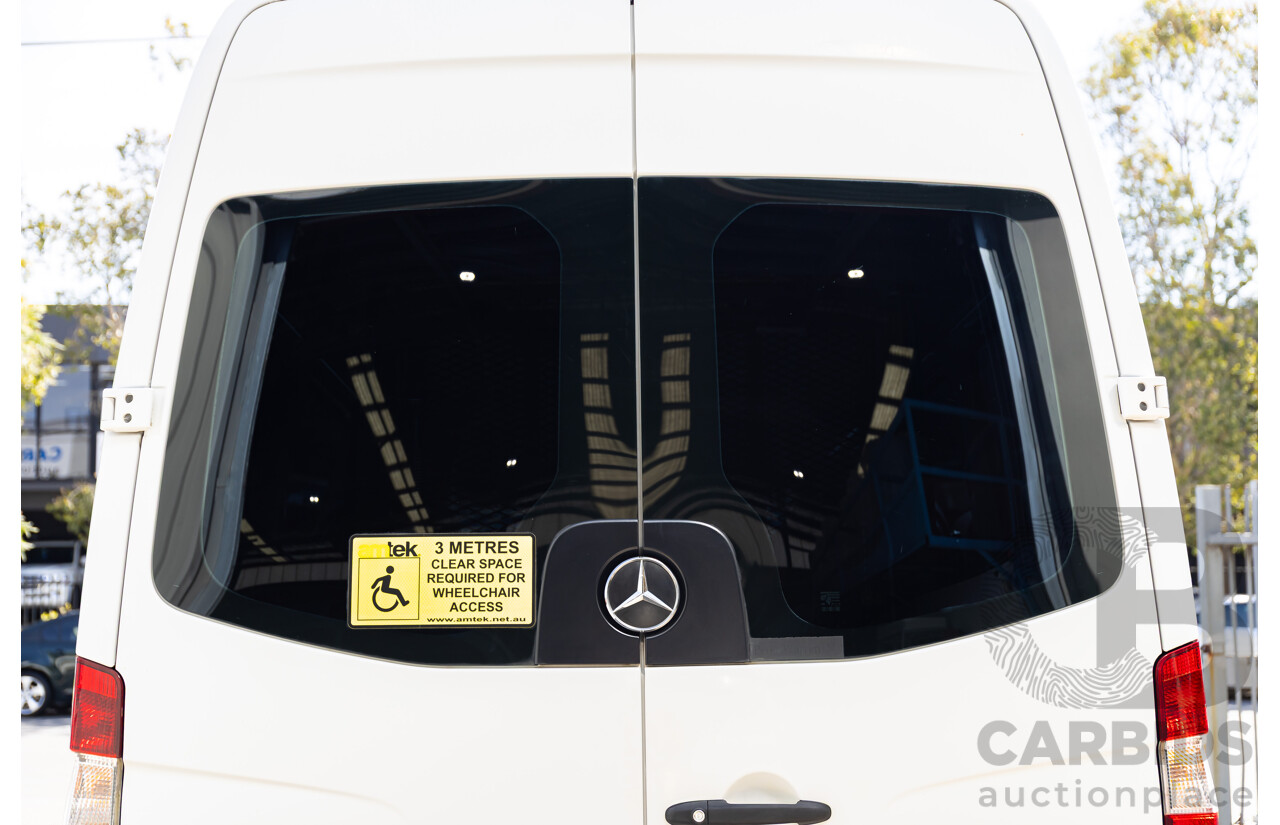 10/2014 Mercedes-Benz Sprinter 316CDI Extra Long High Roof (RWD) 906 MY14 3d Van Arctic White Turbo Diesel 2.1L - 7 Seater Custom Wheelchair Lift